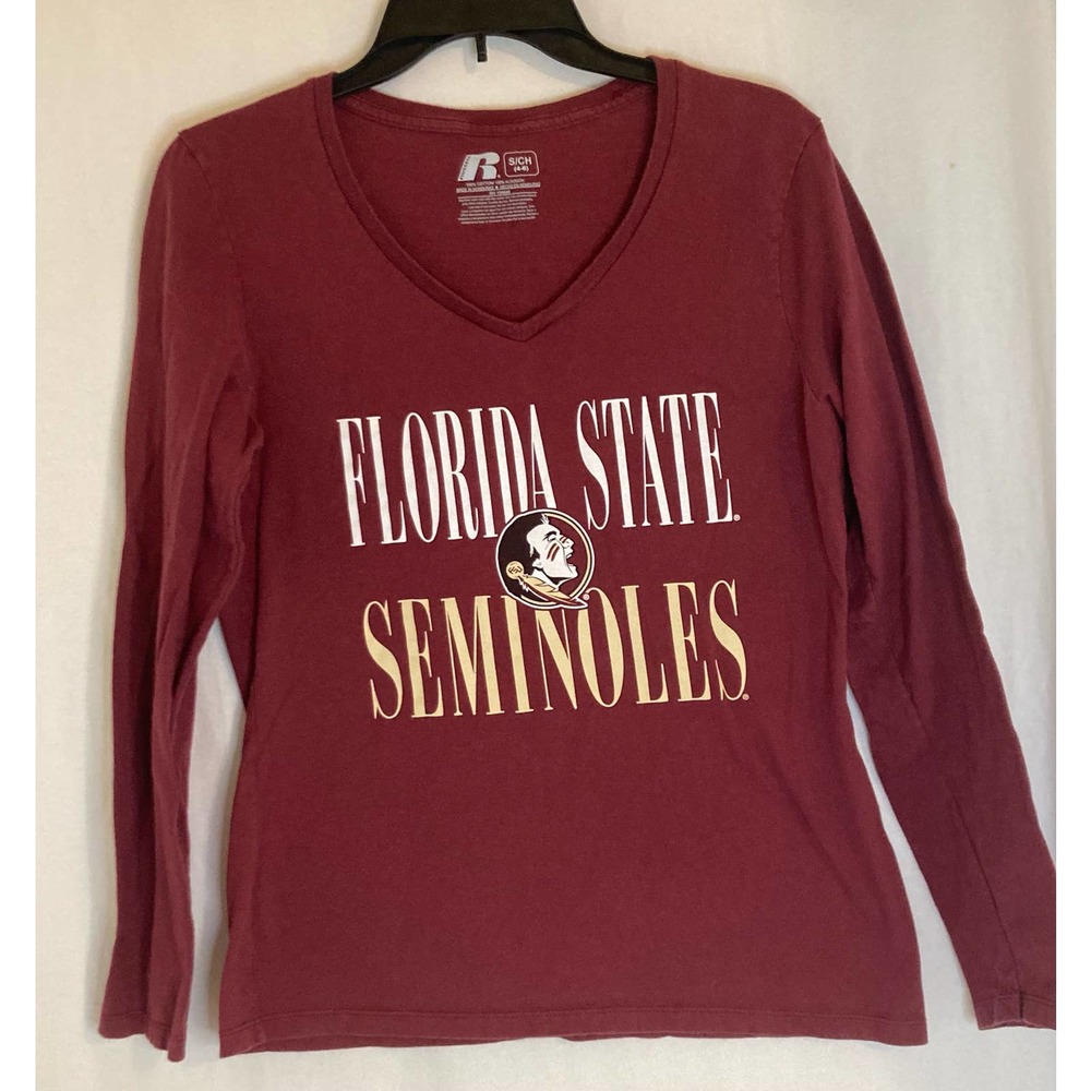 Russell Athletic Florida State Women's V-neck Long Sleeve T Shirt Size S